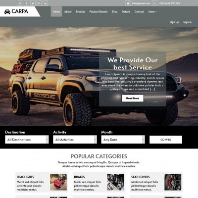 Car dealer website template home page