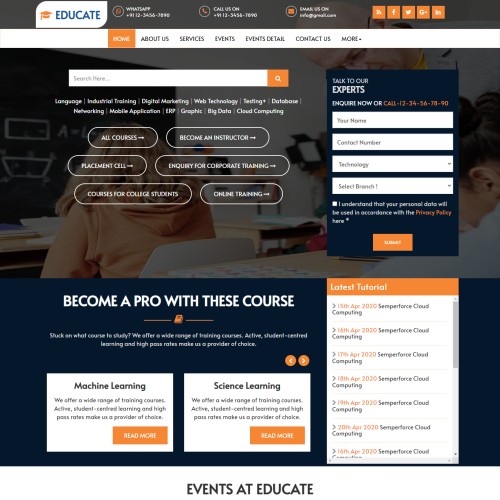 Professional education learning center home page