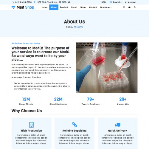 Medical shop about us page html