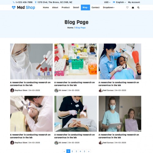 Medicine shop blogs website design