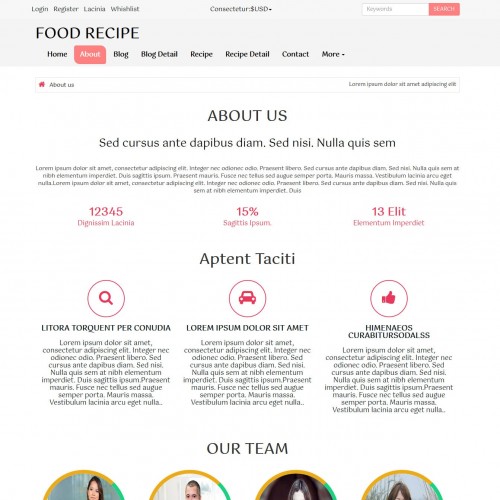 Simple recipe website about us page