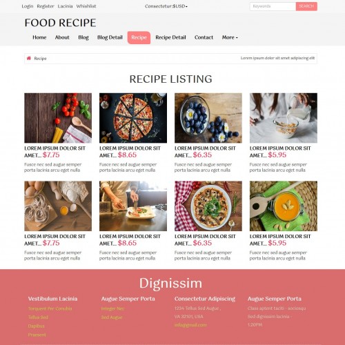 Responsive recipe listing page
