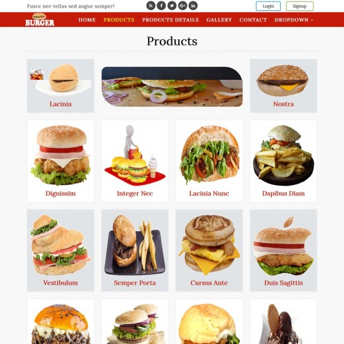 Responsive fast food products page html