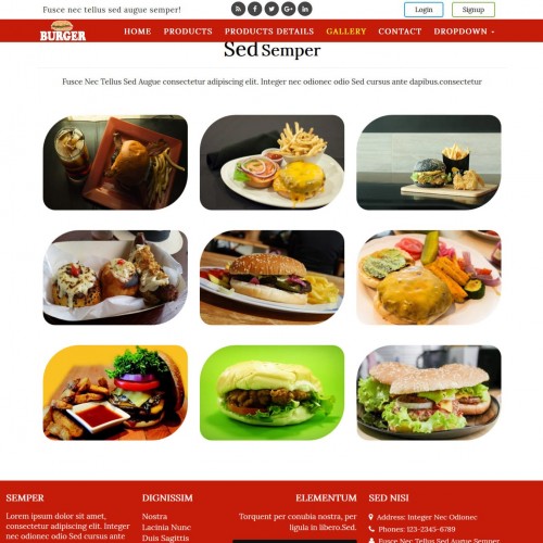 Restaurant fast food items gallery page