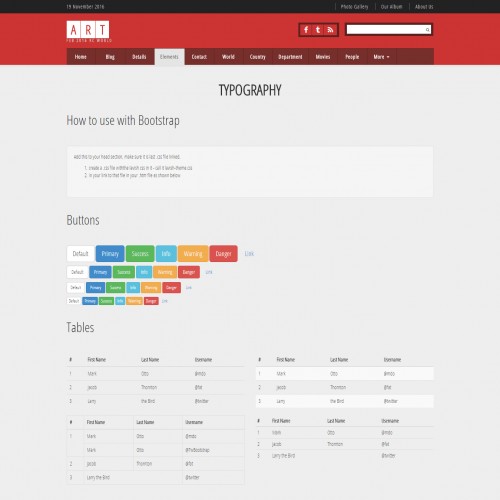 Bootstrap elements page