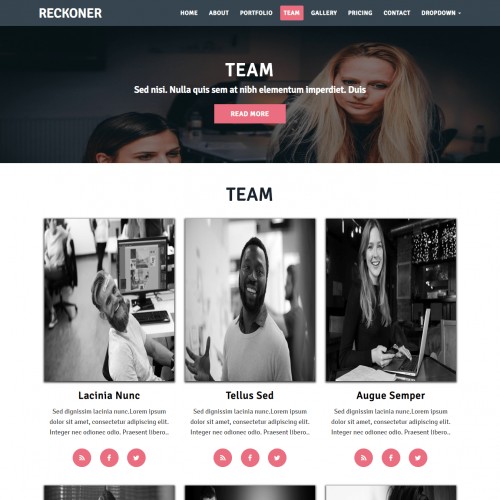 Bootstrap HTML Team Page