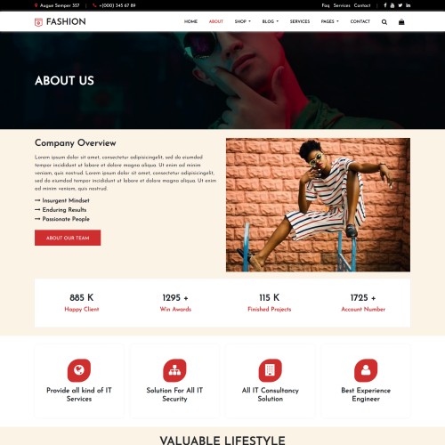 Fashion design template about us page