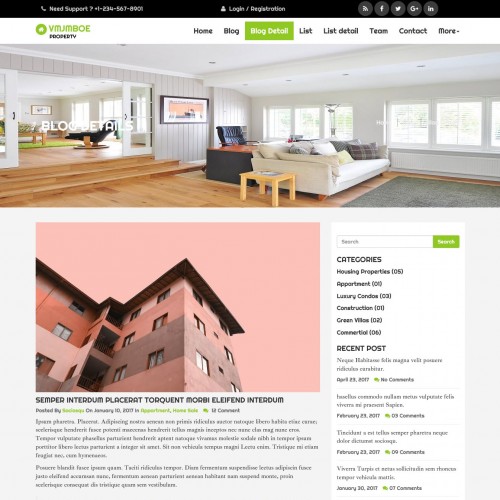 Property website template blogs detail screen