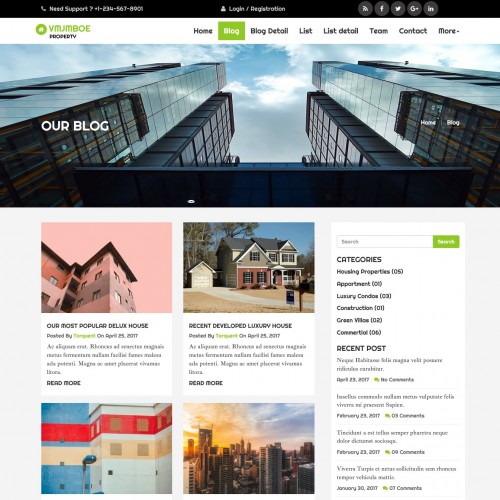 Real estate website template blogs page