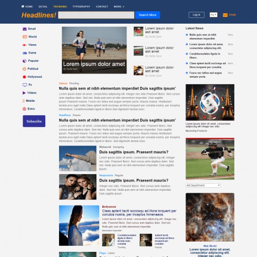 Latest Popular News Bootstrap Website Template Page