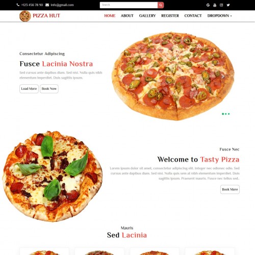 Pizza website template free download home page