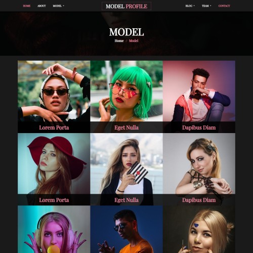 Fashion Models profile listing bootstrap5 html