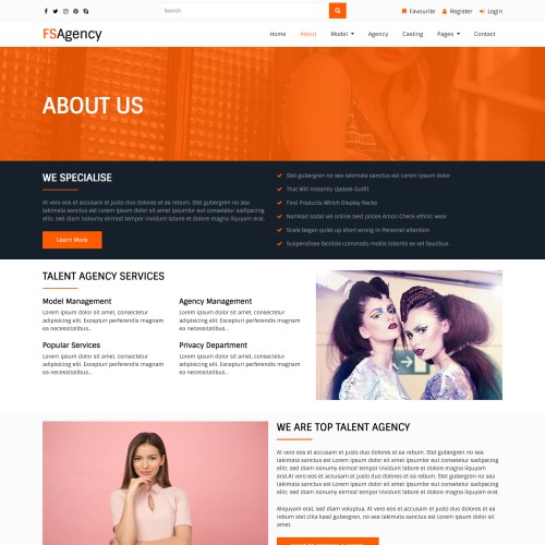 About model agency html