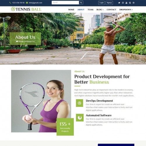 About tennis club template html