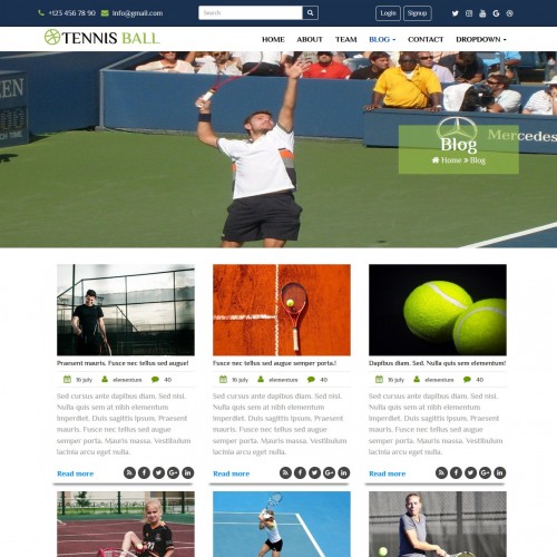 Free tennis blog website template