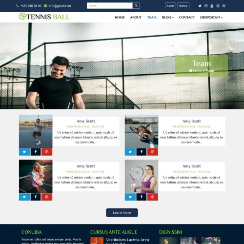 Table tennis team responsive page