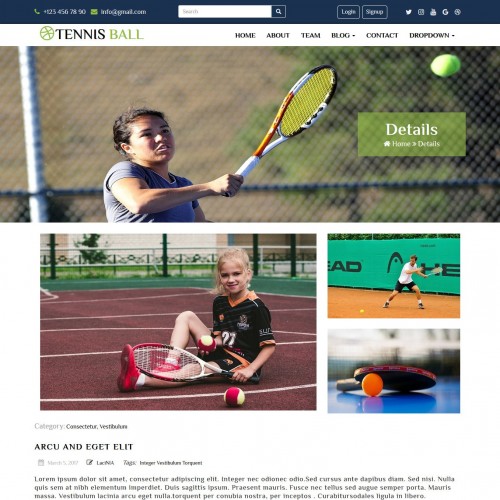 Tennis blog detail template free downlod