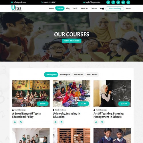 Responsive teaching courses page