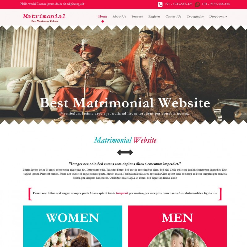 Matrimonial Website Template Free Download Templateonweb