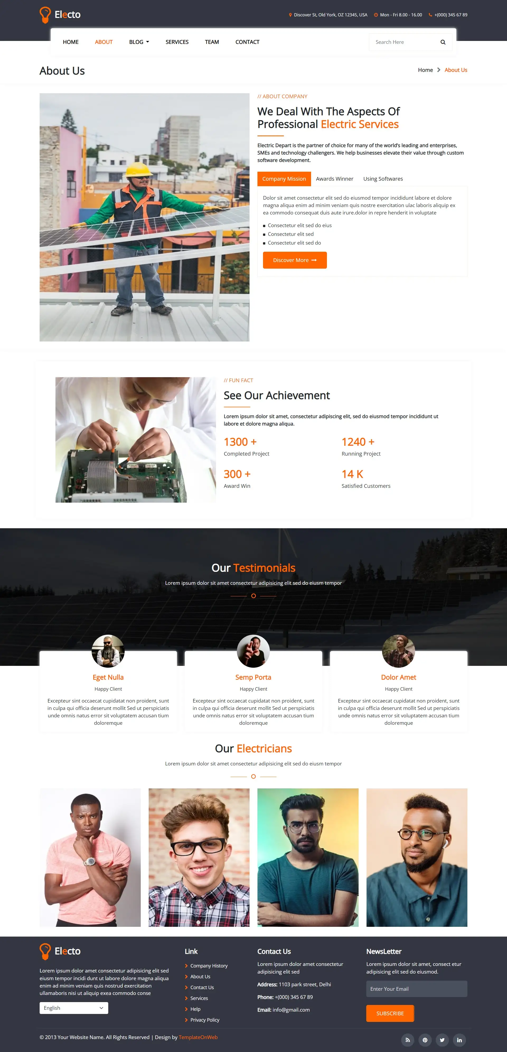 About us page html for electronic items repair business