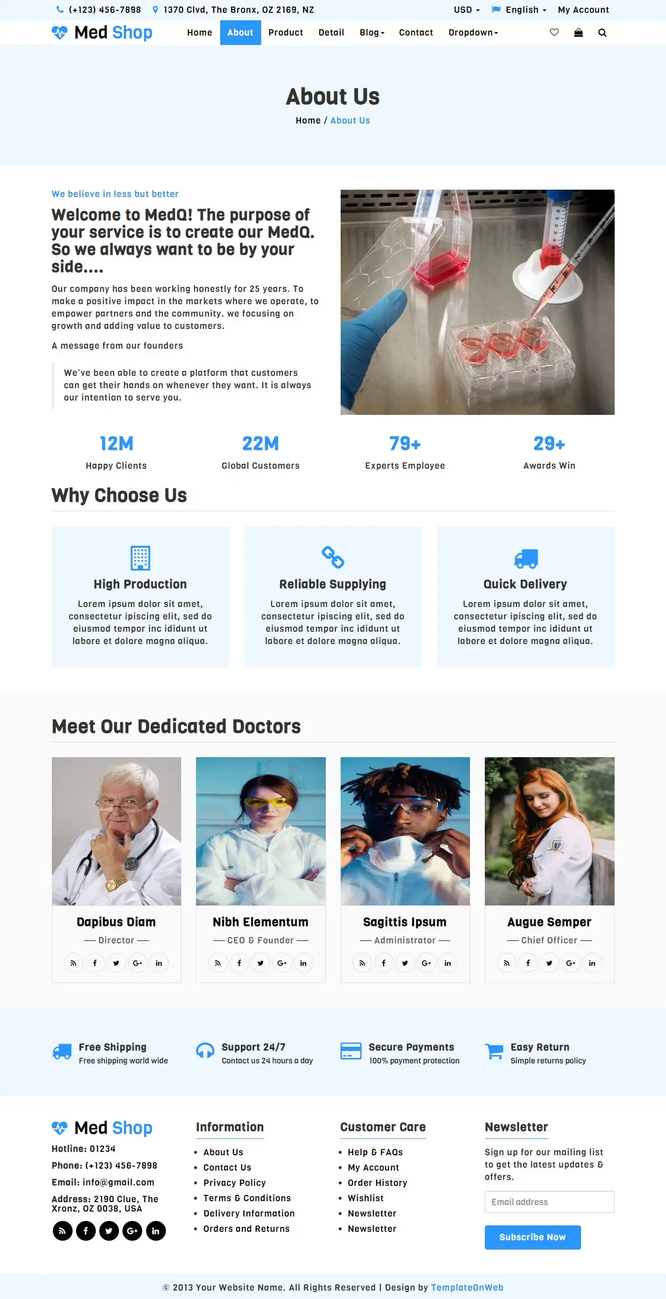 Medical shop about us page html