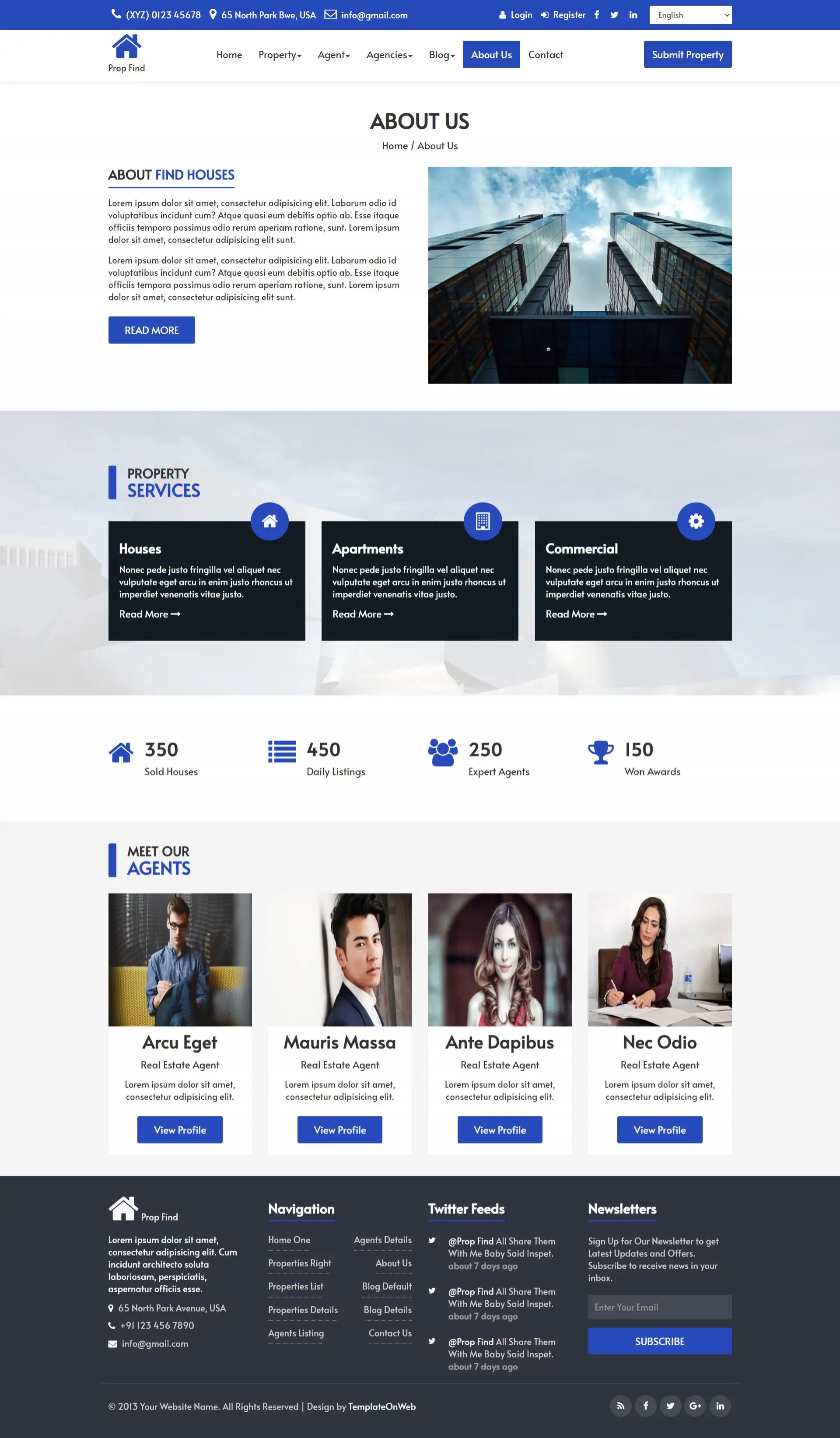 Responsive about us html for real estate template