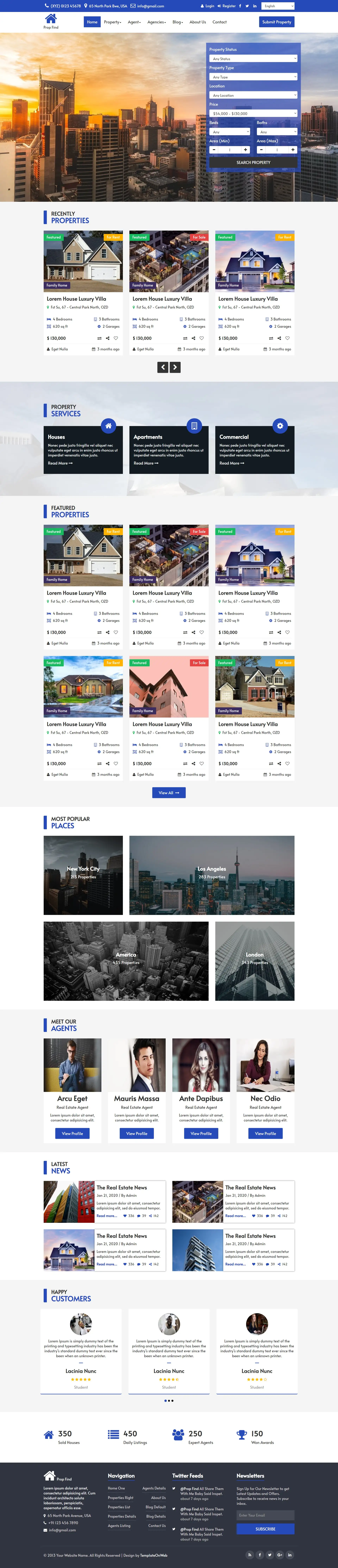 Property management website template home page