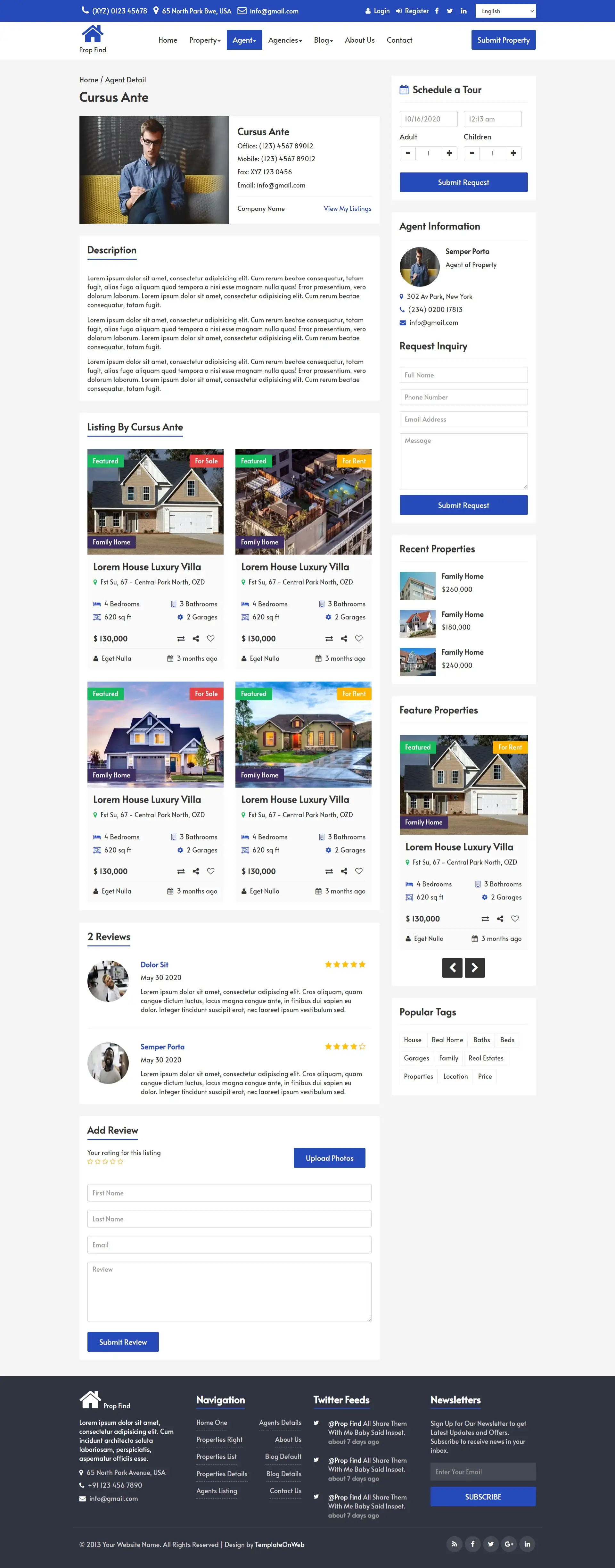 Real estate agent details page design