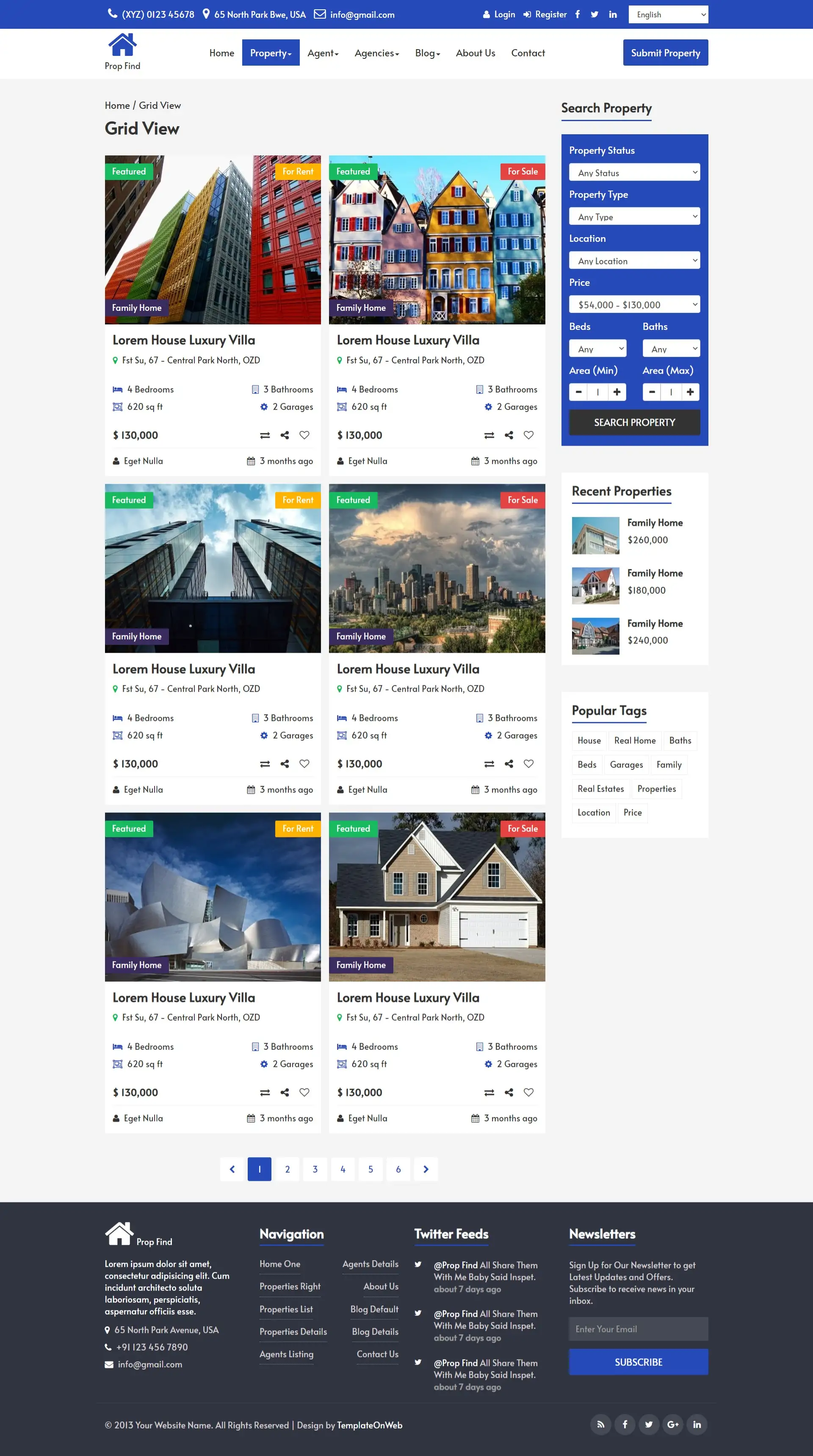 Rental property listing responsive page