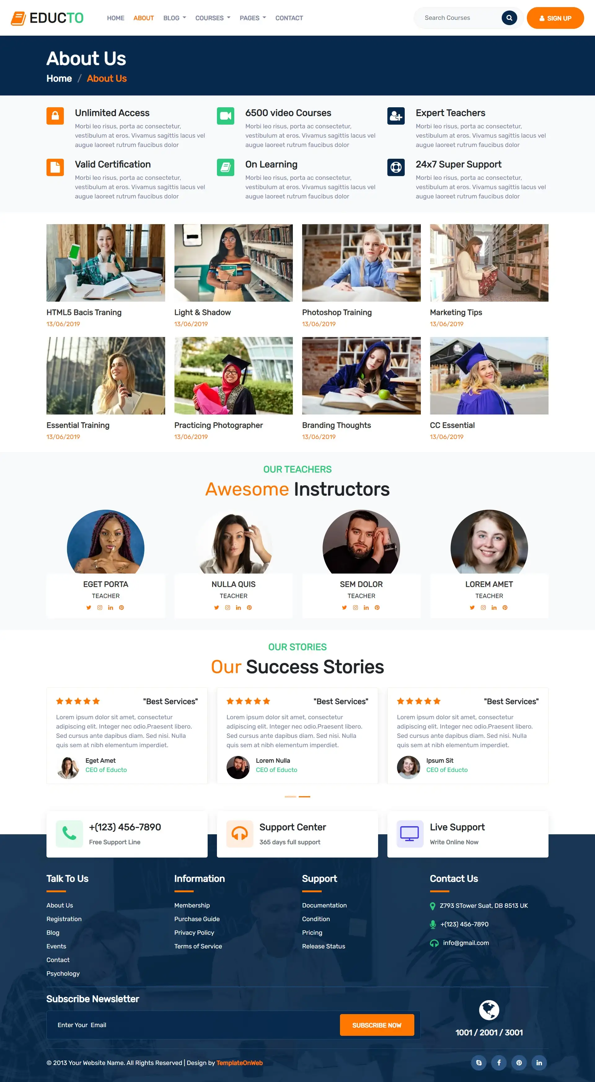 About education consultant bootstrap page