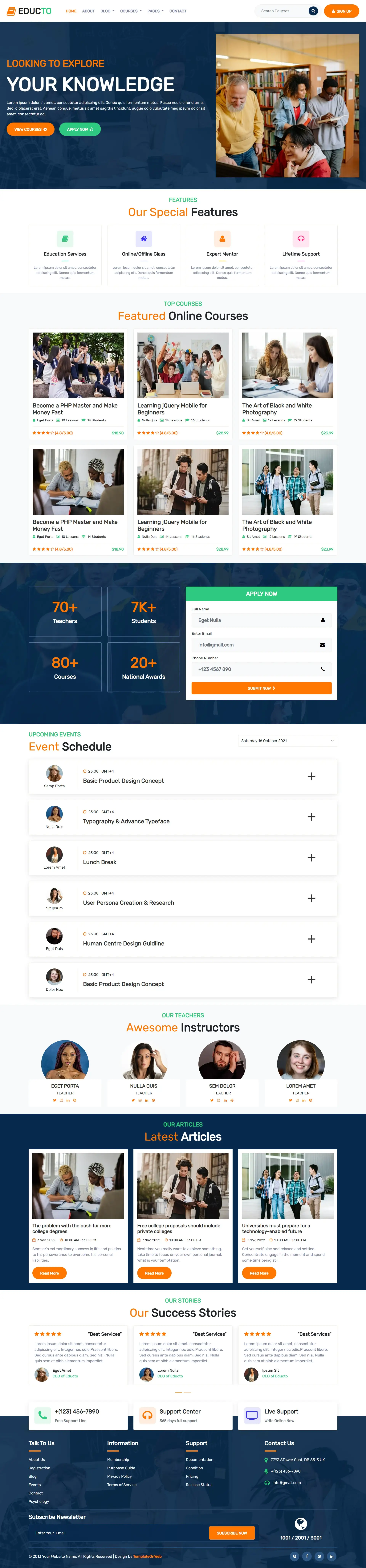 Education web template home