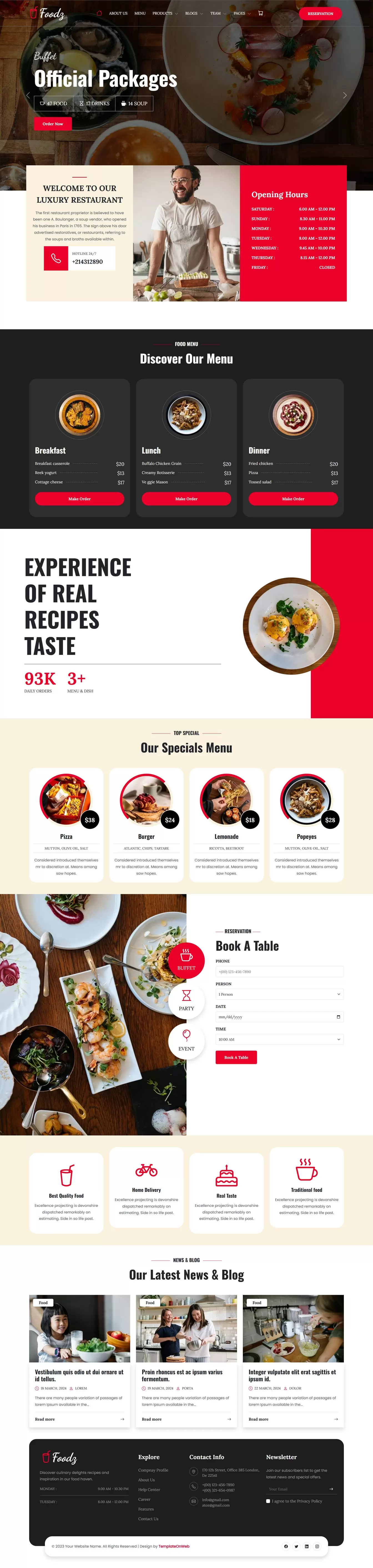 Restaurant recipes cooking website template home