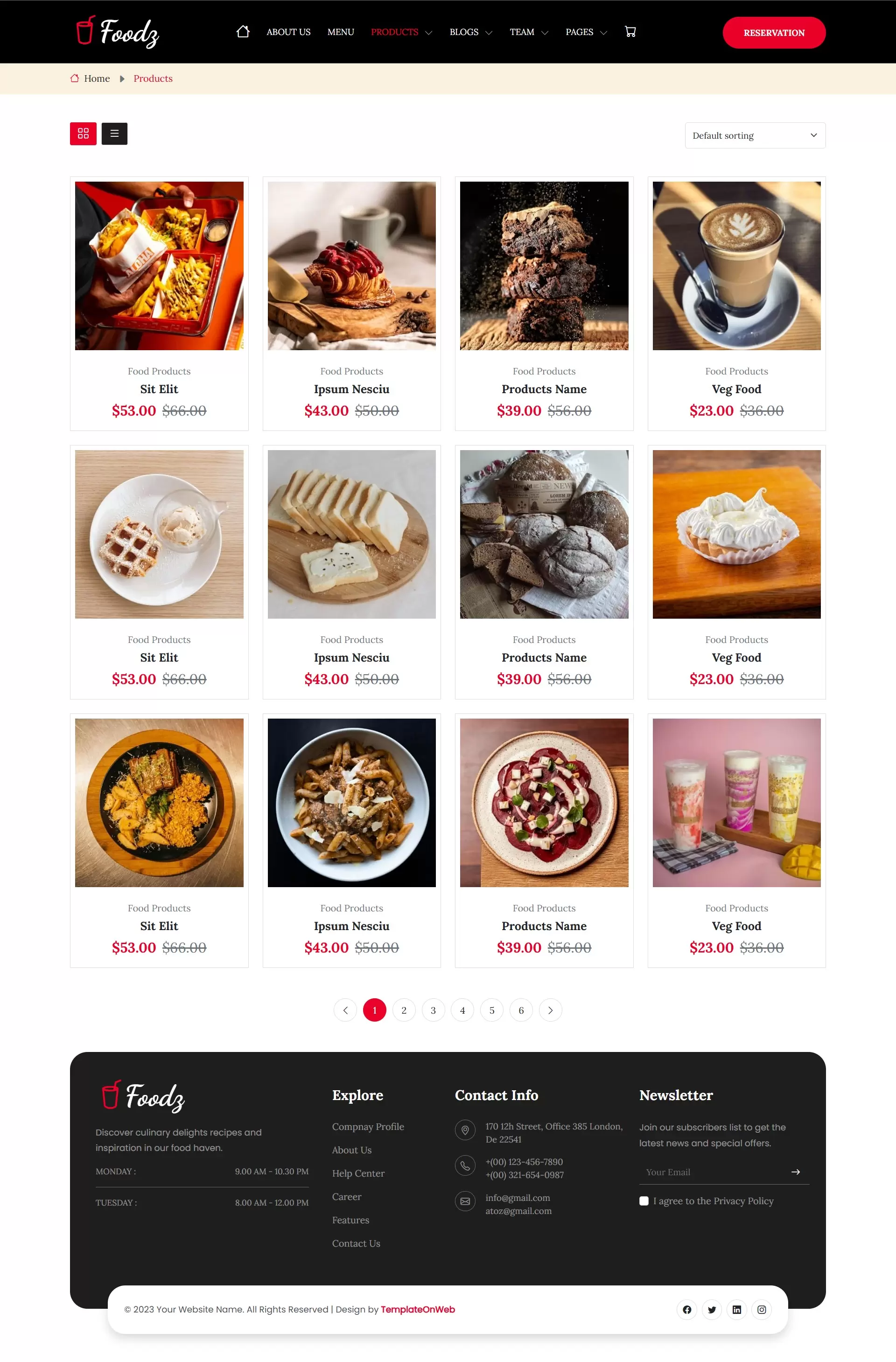 Display restaurant recipes with price and shopping option