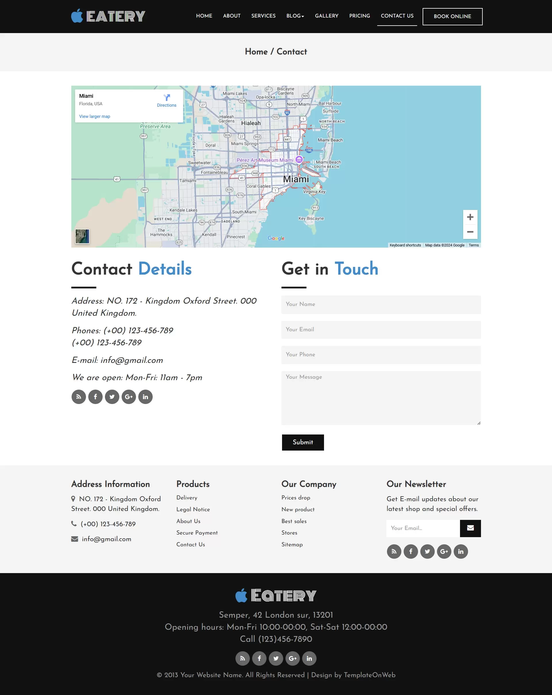 Burger chains and restaurant contact and address details