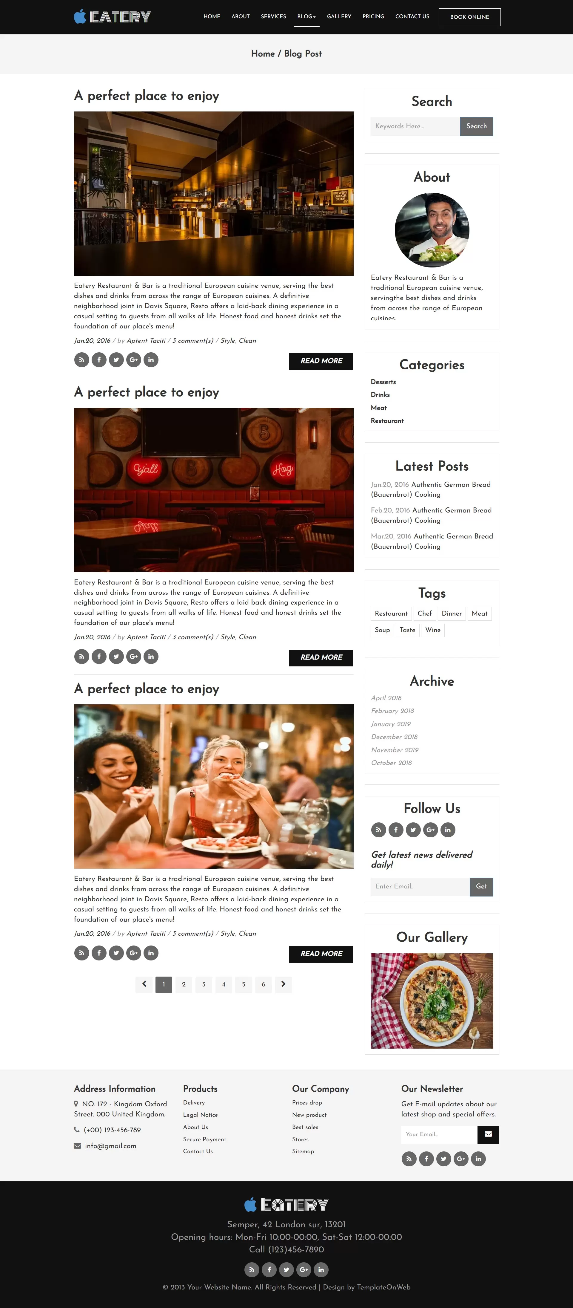 Fast food items listing page responsive html