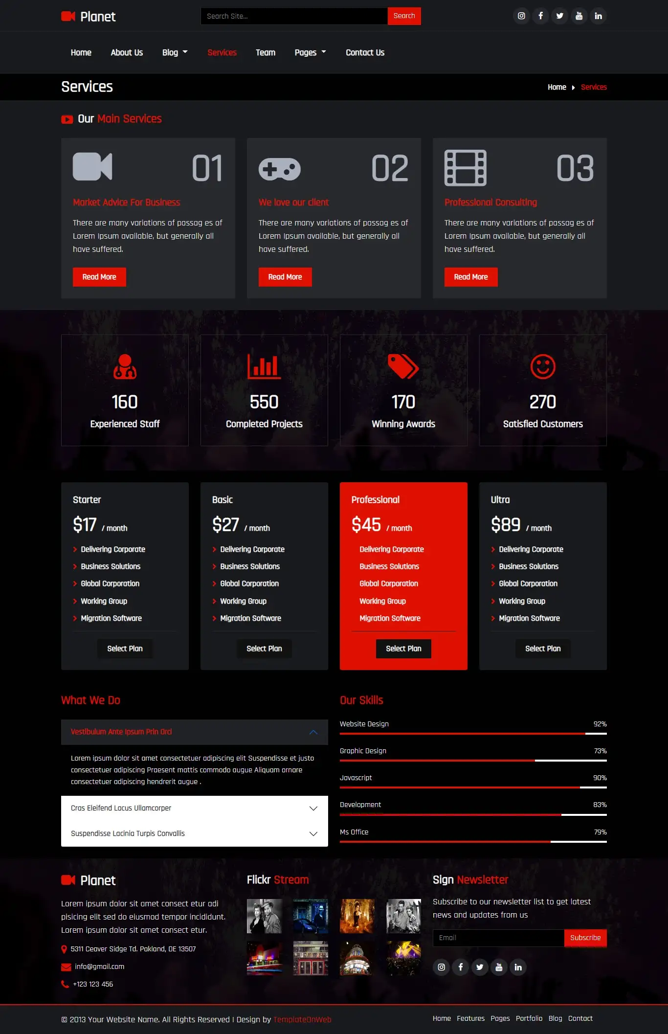 Free movie provider services page