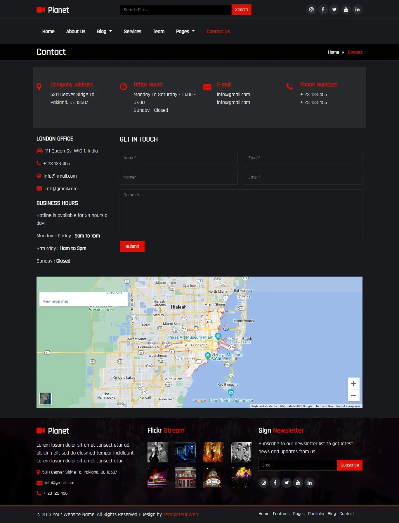 Movie website contact details form