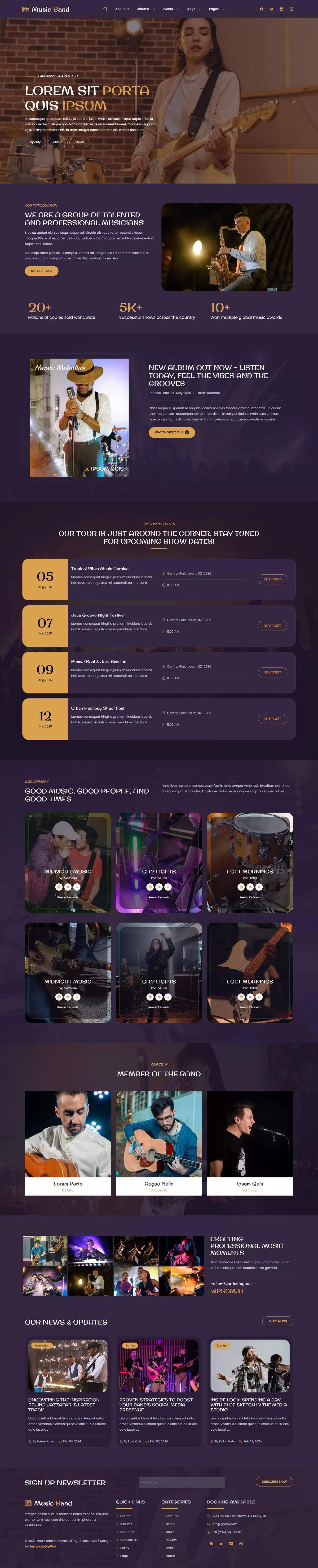 Free Bootstrap Music Web Template for Streaming & Events