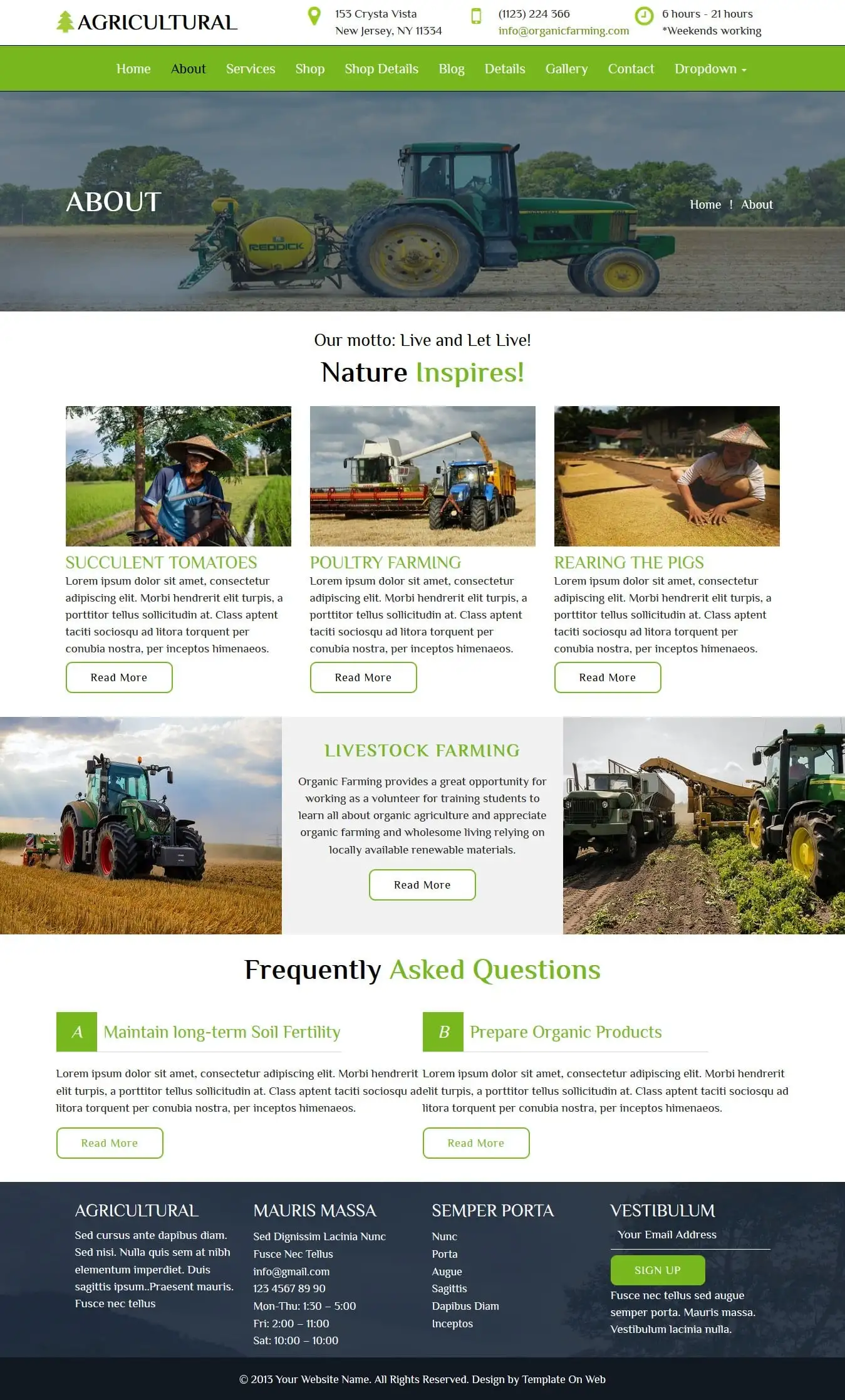 About us page design agriculture website