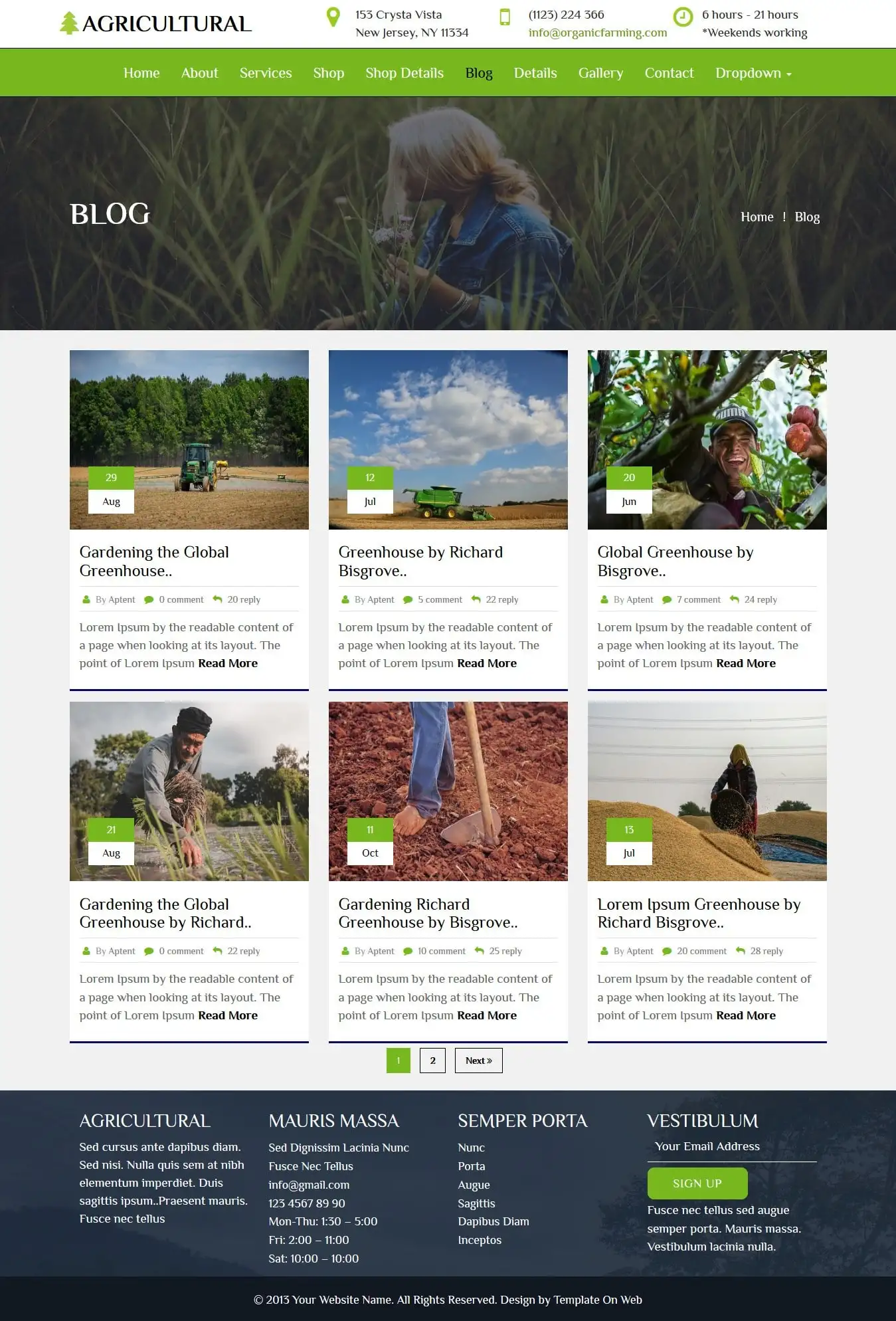 Responsive agriculture blogs