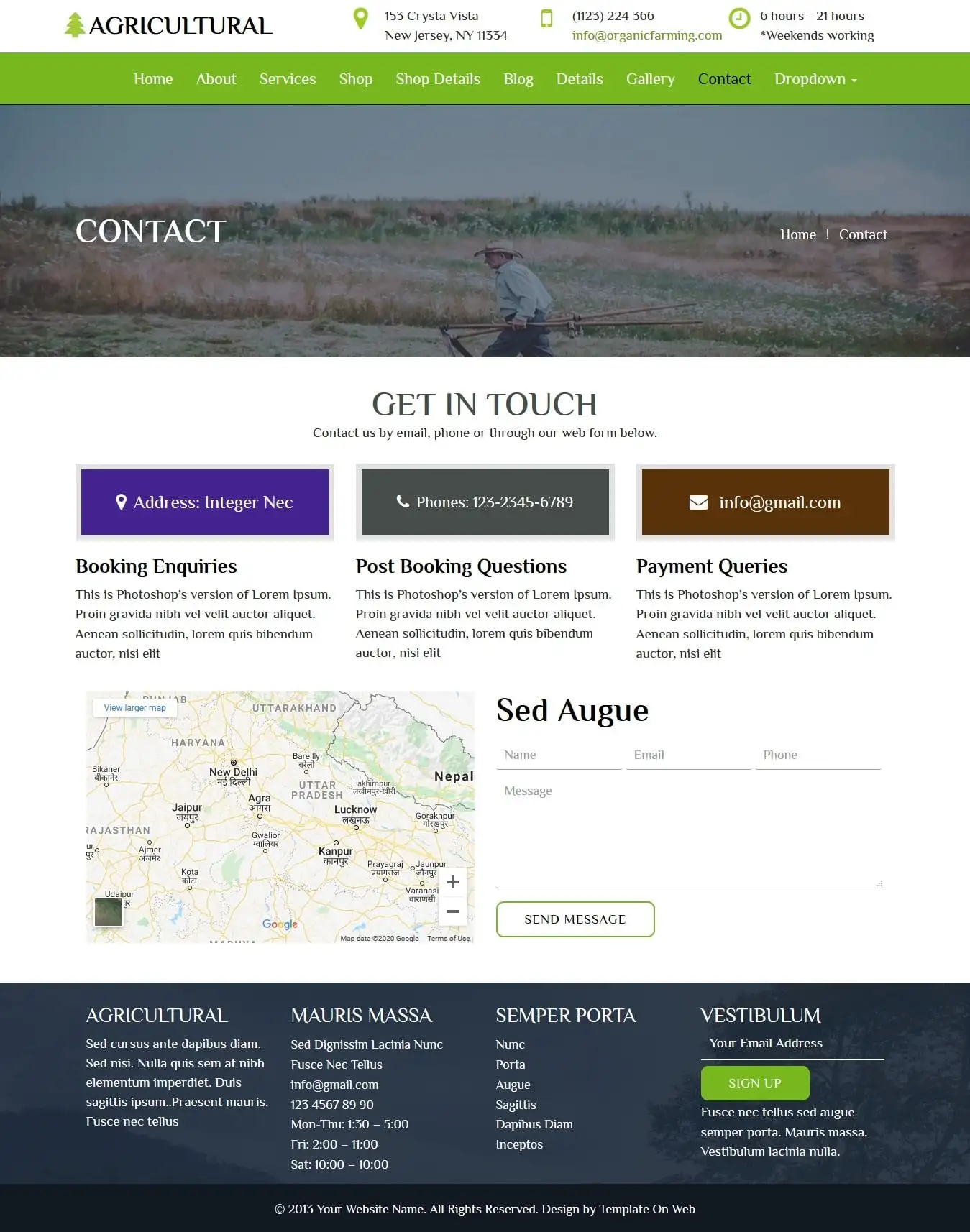Agriculture farm contact us in bootstrap