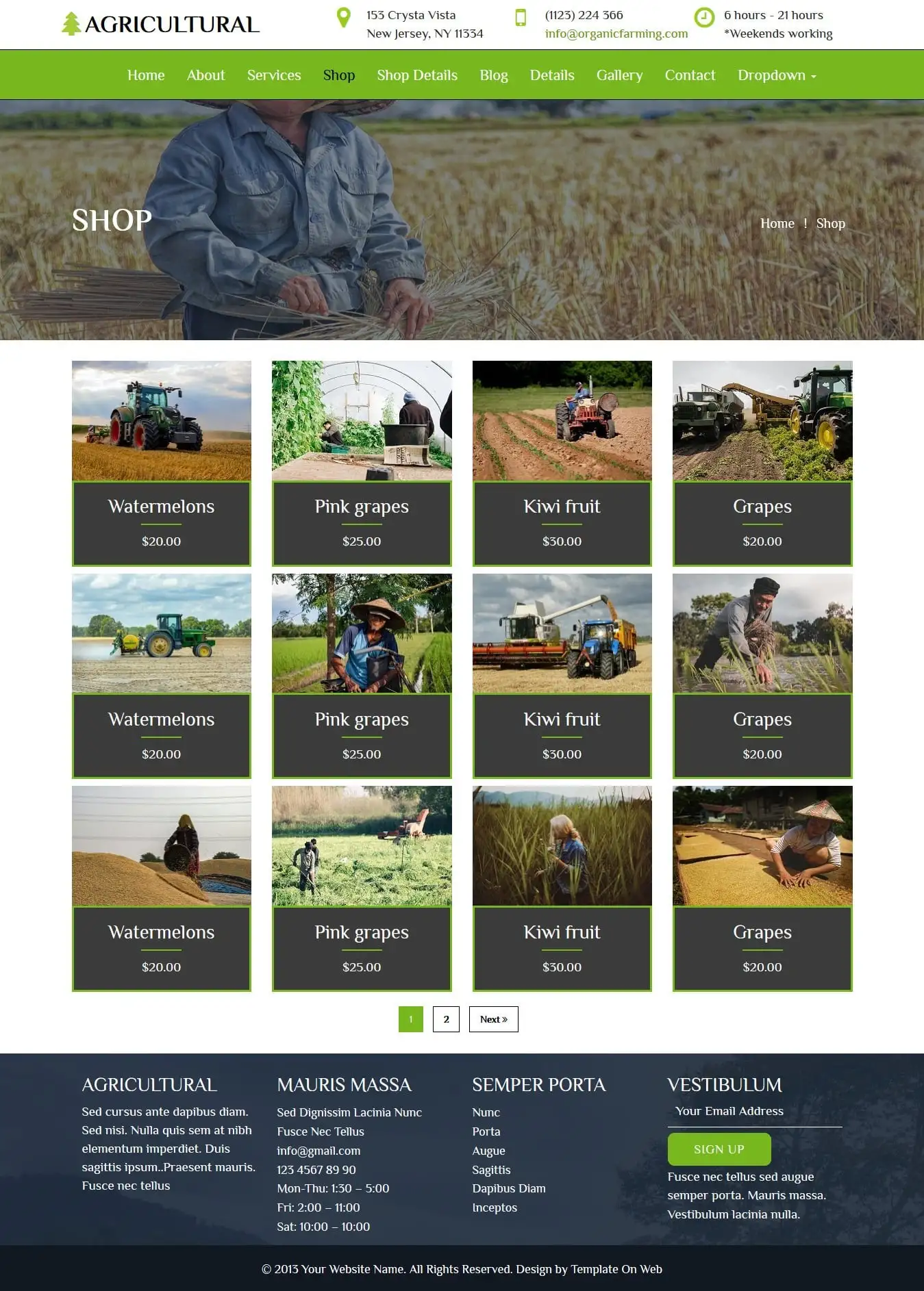 Agriculture products listing page free download