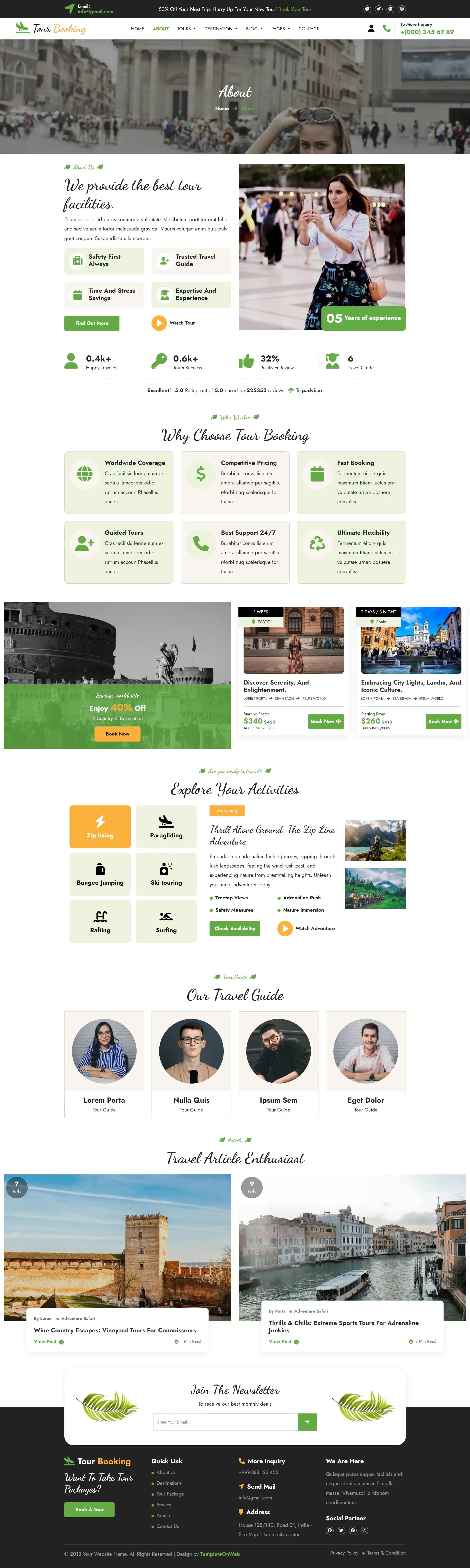 Tour provider details html page