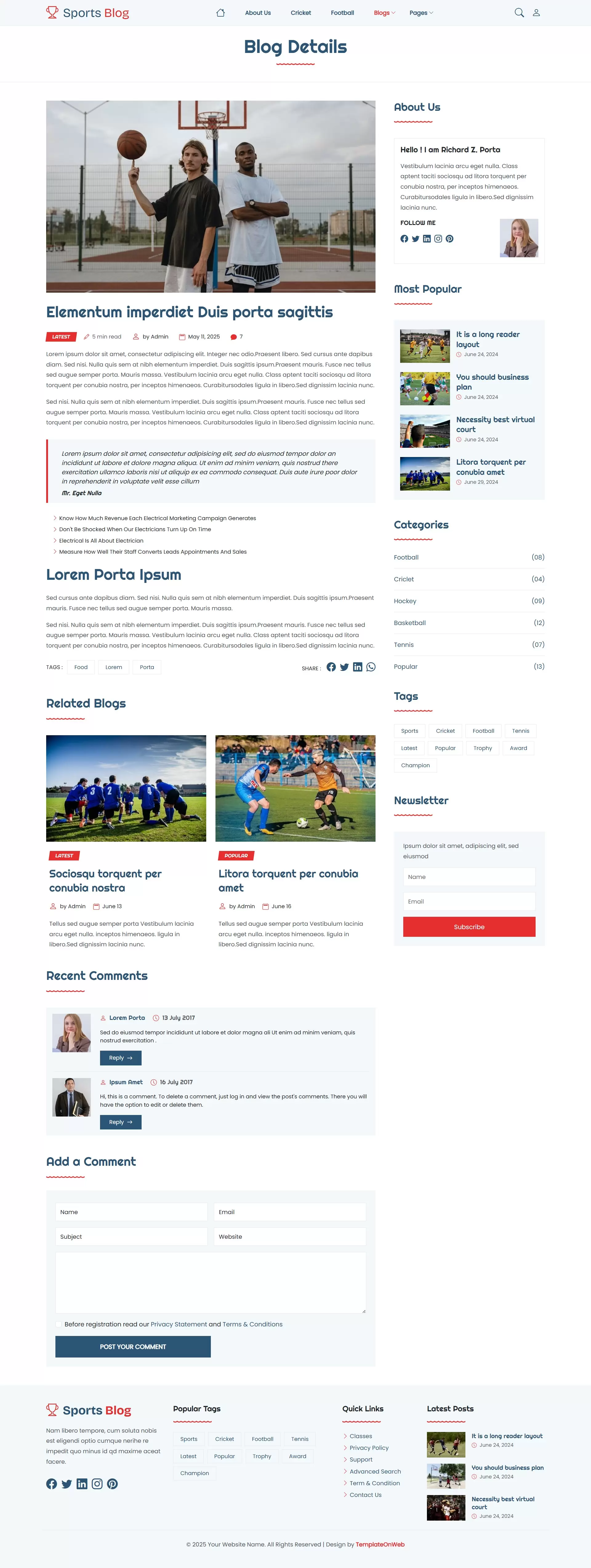 Modern blog details page design with sidebar and related articles