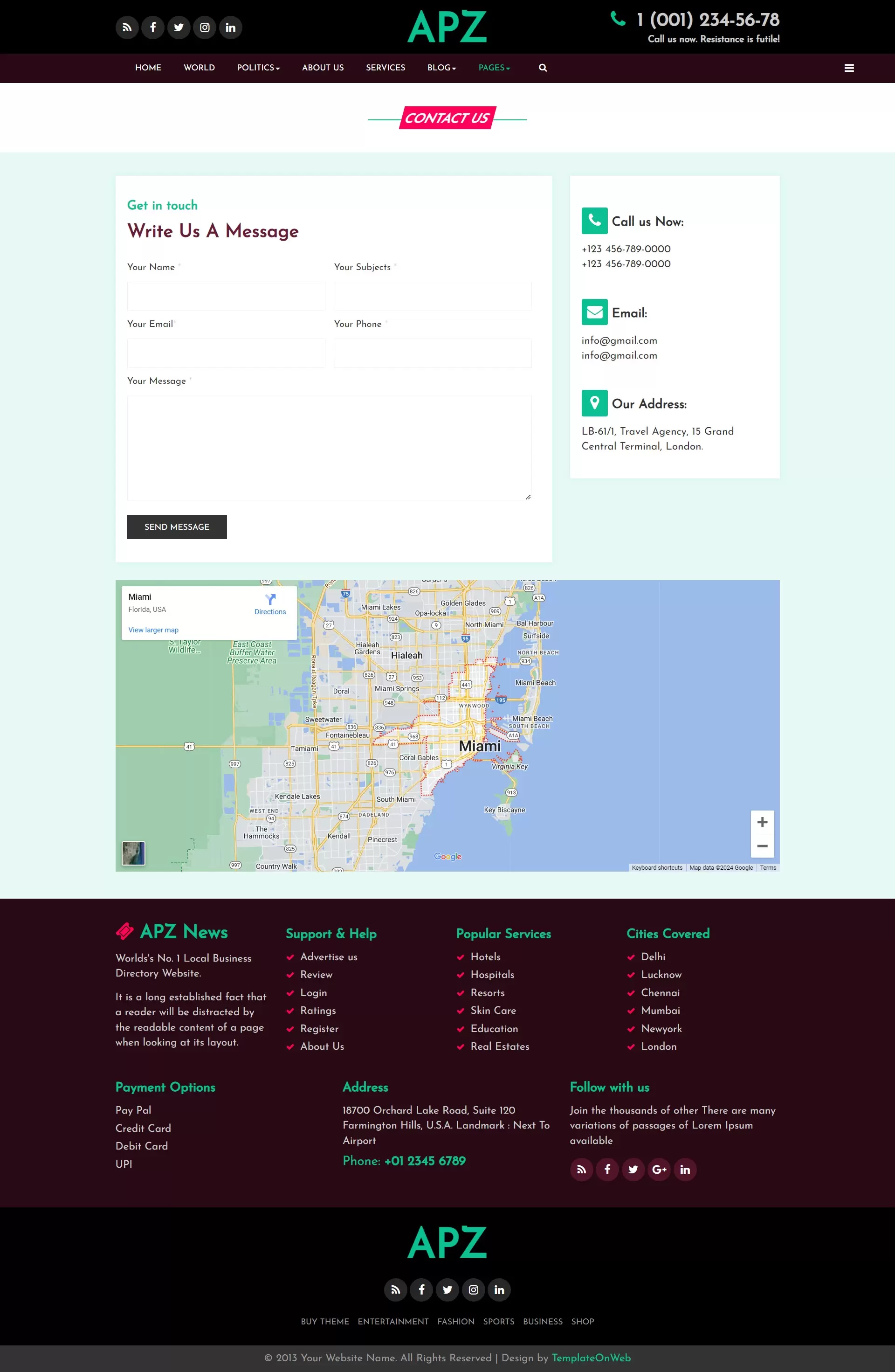 Contacts and address page design