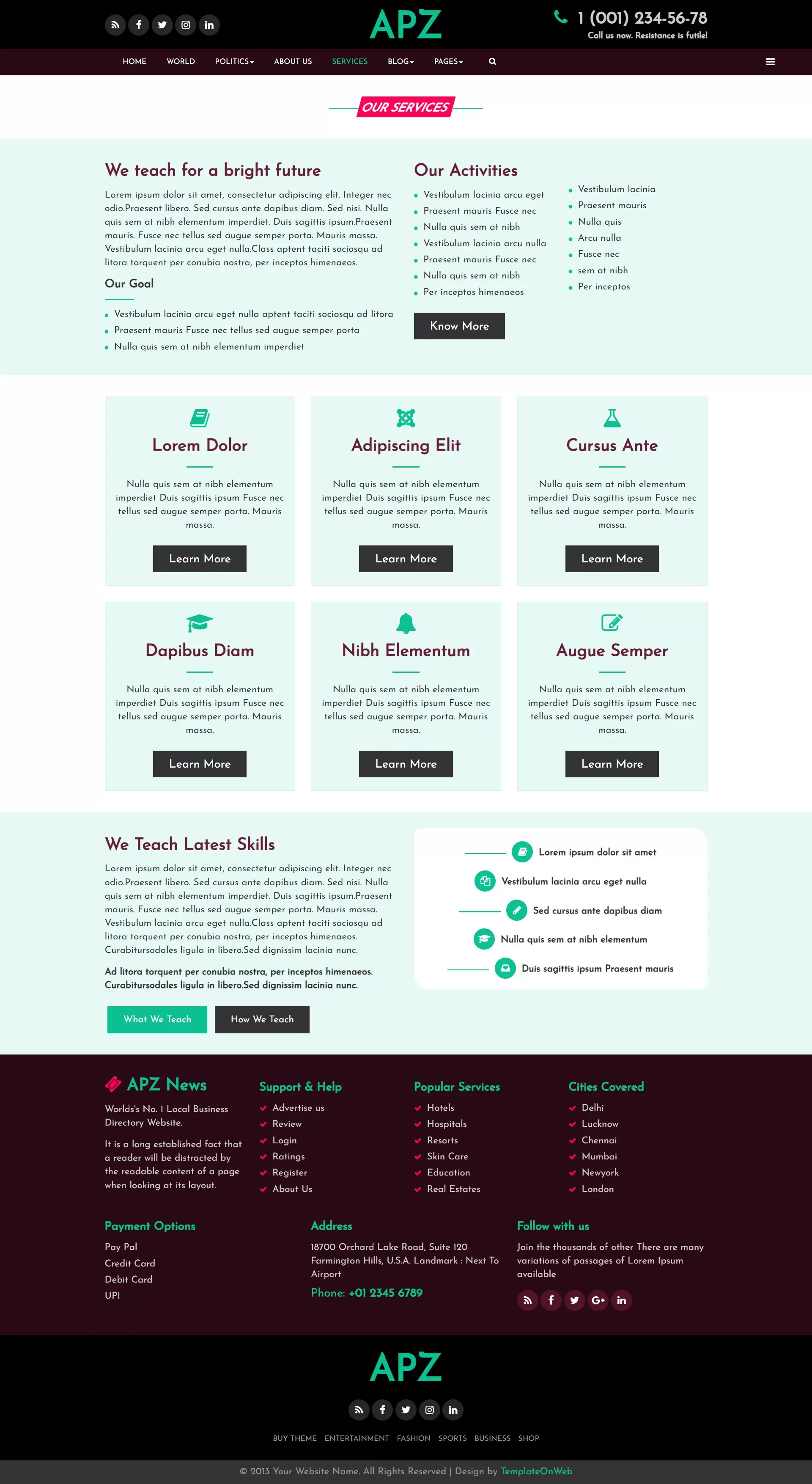 News agency services page html design
