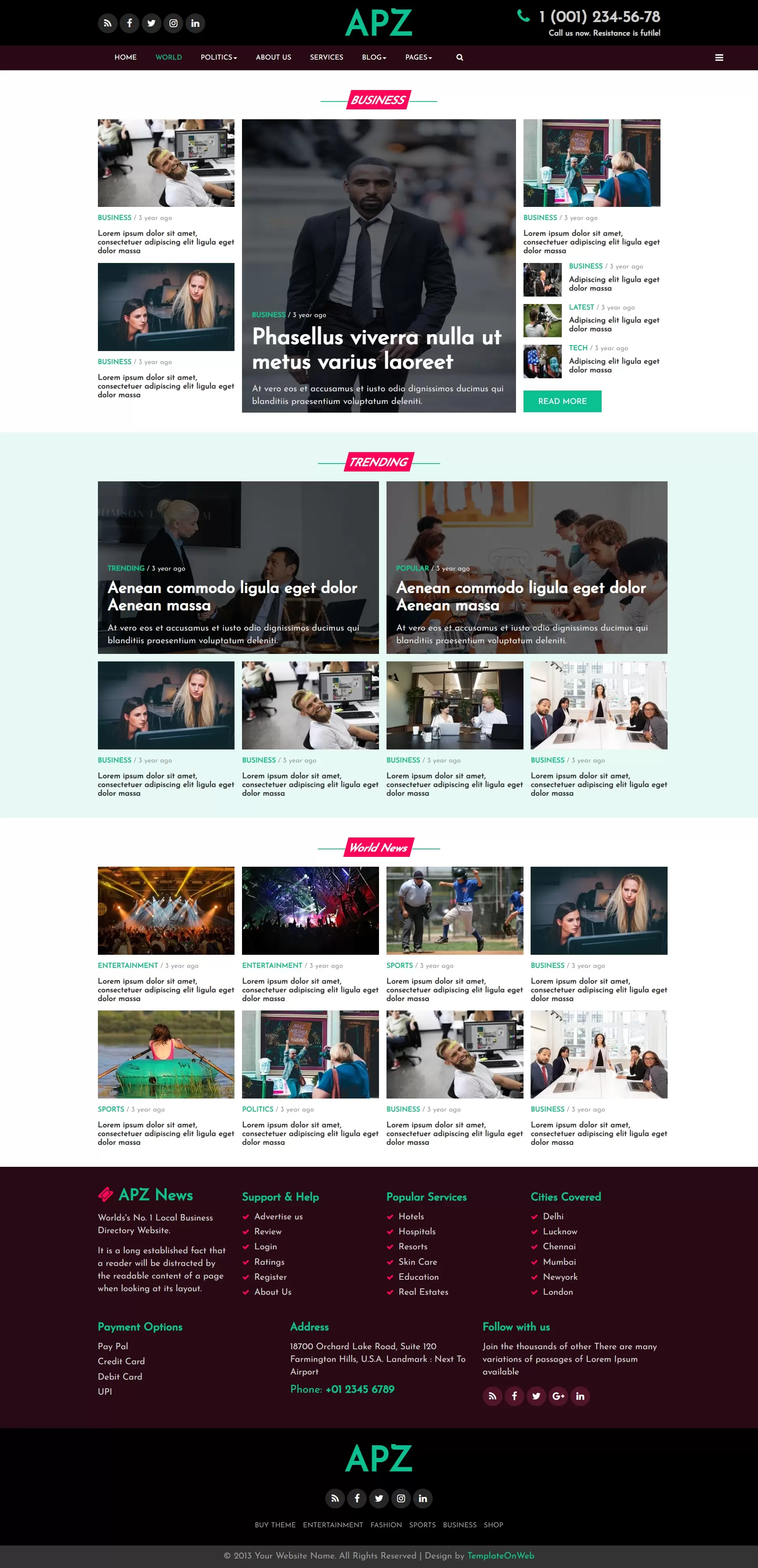 Global news web page preview image