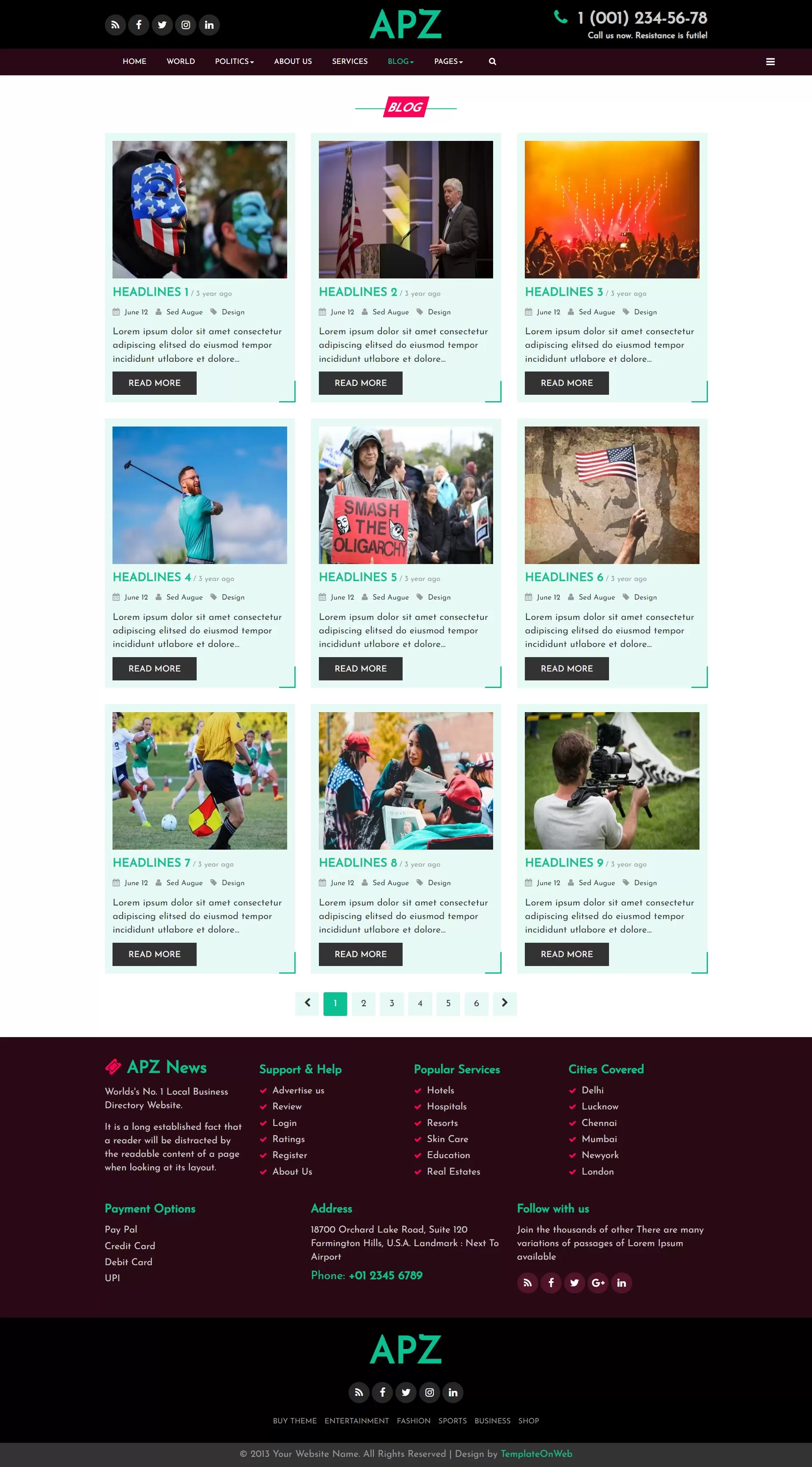 Bootstrap designed local news page design