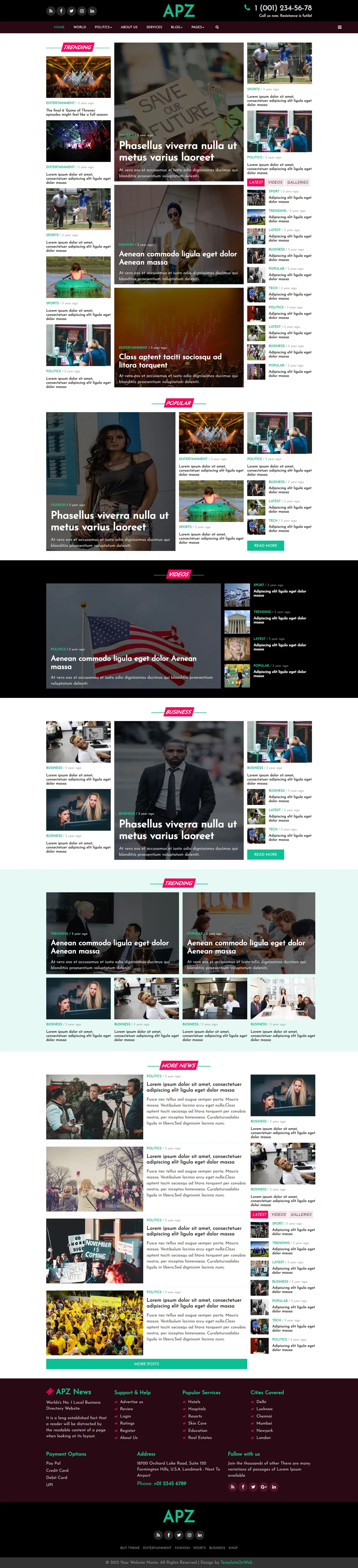 Public news website template home page