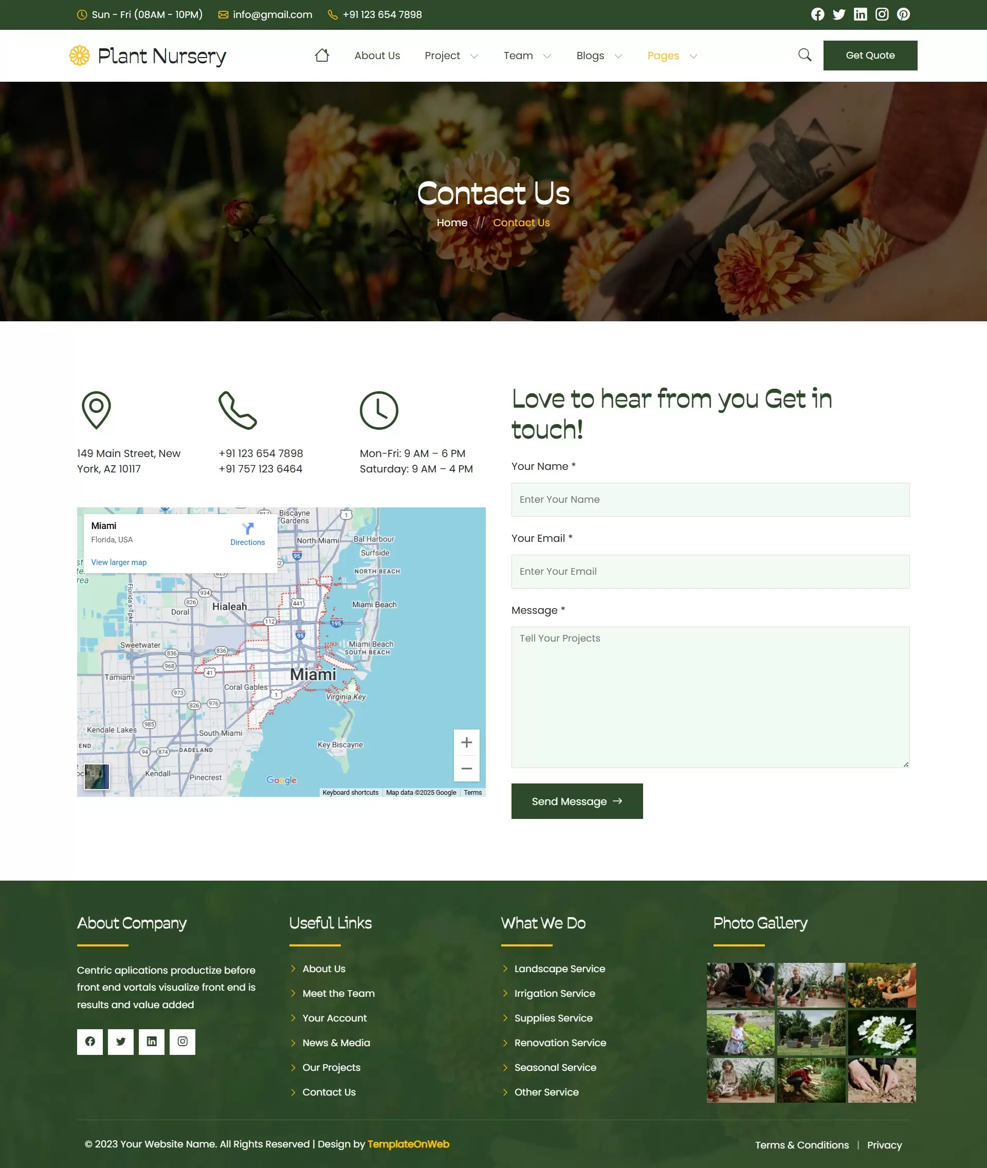 Contact us form for plant nursery inquiries and bookings